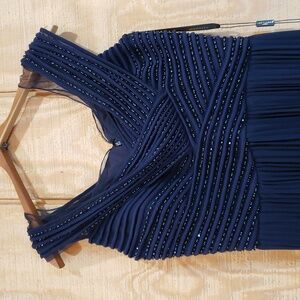 Alexander By Daymor NWT Midnite Blue Beaded Chiffon Gown Maxi Dress Size 6 #1855